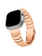 For Apple Watch Series 10 46mm / Ultra 2 Ultra 49mm /  Series 9 8 7 45mm / 6 5 4 SE (2023) SE (2022) SE 44mm / 3 2 1 42mm Smart Watch Band Stainless Steel Strap - Rose Gold