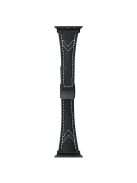 For Apple Watch Series 10 46mm / Ultra 2 Ultra 49mm /  Series 9 8 7 45mm / 6 5 4 SE (2023) SE (2022) SE 44mm / 3 2 1 42mm Smart Watch Strap Canvas Magnetic Buckle Band - Black Denim Color