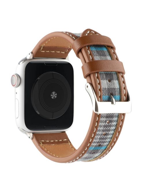 For Apple Watch Series 10 46mm / Ultra 2 Ultra 49mm /  Series 9 8 7 45mm / 6 5 4 SE (2023) SE (2022) SE 44mm / 3 2 1 42mm Smartwatch Strap Cloth+Leather Band - Style A