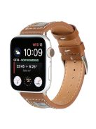 For Apple Watch Series 10 46mm / Ultra 2 Ultra 49mm /  Series 9 8 7 45mm / 6 5 4 SE (2023) SE (2022) SE 44mm / 3 2 1 42mm Smartwatch Strap Cloth+Leather Band - Style A