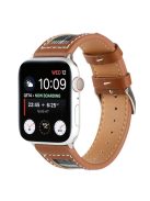 For Apple Watch Series 10 46mm / Ultra 2 Ultra 49mm /  Series 9 8 7 45mm / 6 5 4 SE (2023) SE (2022) SE 44mm / 3 2 1 42mm Smartwatch Strap Cloth+Leather Band - Style B