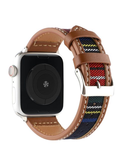 For Apple Watch Series 10 46mm / Ultra 2 Ultra 49mm /  Series 9 8 7 45mm / 6 5 4 SE (2023) SE (2022) SE 44mm / 3 2 1 42mm Smartwatch Strap Cloth+Leather Band - Style C