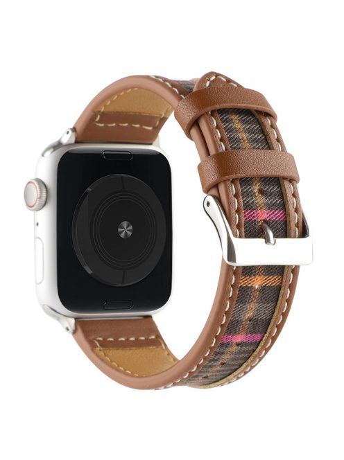 For Apple Watch Series 10 46mm / Ultra 2 Ultra 49mm /  Series 9 8 7 45mm / 6 5 4 SE (2023) SE (2022) SE 44mm / 3 2 1 42mm Smartwatch Strap Cloth+Leather Band - Style D