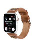 For Apple Watch Series 10 46mm / Ultra 2 Ultra 49mm /  Series 9 8 7 45mm / 6 5 4 SE (2023) SE (2022) SE 44mm / 3 2 1 42mm Smartwatch Strap Cloth+Leather Band - Style D