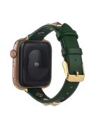 For Apple Watch Series 10 46mm / Ultra 2 Ultra 49mm /  Series 9 8 7 45mm / 6 5 4 SE (2023) SE (2022) SE 44mm / 3 2 1 42mm Smartwatch Strap Genuine Leather Band - Blackish Green