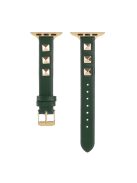 For Apple Watch Series 10 46mm / Ultra 2 Ultra 49mm /  Series 9 8 7 45mm / 6 5 4 SE (2023) SE (2022) SE 44mm / 3 2 1 42mm Smartwatch Strap Genuine Leather Band - Blackish Green