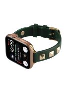 For Apple Watch Series 10 46mm / Ultra 2 Ultra 49mm /  Series 9 8 7 45mm / 6 5 4 SE (2023) SE (2022) SE 44mm / 3 2 1 42mm Smartwatch Strap Genuine Leather Band - Blackish Green