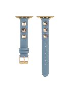 For Apple Watch Series 10 46mm / Ultra 2 Ultra 49mm /  Series 9 8 7 45mm / 6 5 4 SE (2023) SE (2022) SE 44mm / 3 2 1 42mm Smartwatch Strap Genuine Leather Band - Blue