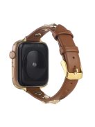 For Apple Watch Series 10 46mm / Ultra 2 Ultra 49mm /  Series 9 8 7 45mm / 6 5 4 SE (2023) SE (2022) SE 44mm / 3 2 1 42mm Smartwatch Strap Genuine Leather Band - Brown