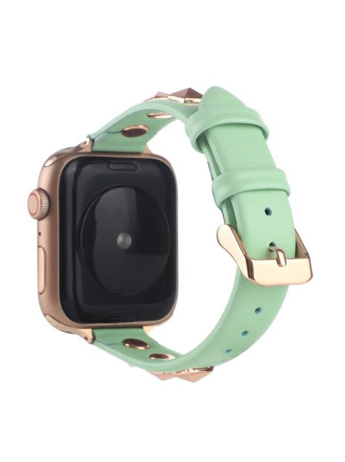 For Apple Watch Series 10 46mm / Ultra 2 Ultra 49mm /  Series 9 8 7 45mm / 6 5 4 SE (2023) SE (2022) SE 44mm / 3 2 1 42mm Smartwatch Strap Genuine Leather Band - Green