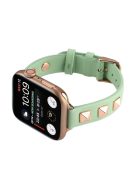 For Apple Watch Series 10 46mm / Ultra 2 Ultra 49mm /  Series 9 8 7 45mm / 6 5 4 SE (2023) SE (2022) SE 44mm / 3 2 1 42mm Smartwatch Strap Genuine Leather Band - Green