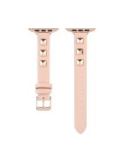 For Apple Watch Series 10 46mm / Ultra 2 Ultra 49mm /  Series 9 8 7 45mm / 6 5 4 SE (2023) SE (2022) SE 44mm / 3 2 1 42mm Smartwatch Strap Genuine Leather Band - Pink