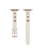 For Apple Watch Series 10 46mm / Ultra 2 Ultra 49mm /  Series 9 8 7 45mm / 6 5 4 SE (2023) SE (2022) SE 44mm / 3 2 1 42mm Smartwatch Strap Genuine Leather Band - White