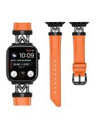 For Apple Watch Series 10 46mm / Ultra 2 Ultra 49mm /  Series 9 8 7 45mm / 6 5 4 SE (2023) SE (2022) SE 44mm / 3 2 1 42mm Strap Watch Band with Black Buckle - Orange