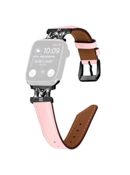 For Apple Watch Series 10 46mm / Ultra 2 Ultra 49mm /  Series 9 8 7 45mm / 6 5 4 SE (2023) SE (2022) SE 44mm / 3 2 1 42mm Strap Watch Band with Black Buckle - Pink