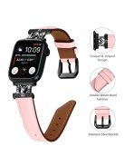 For Apple Watch Series 10 46mm / Ultra 2 Ultra 49mm /  Series 9 8 7 45mm / 6 5 4 SE (2023) SE (2022) SE 44mm / 3 2 1 42mm Strap Watch Band with Black Buckle - Pink