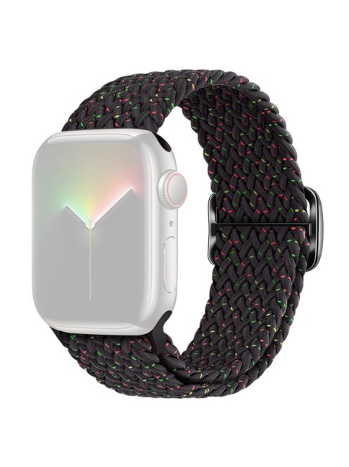 For Apple Watch Series 10 46mm / Ultra 2 Ultra 49mm /  Series 9 8 7 45mm / 6 5 4 SE (2023) SE (2022) SE 44mm / 3 2 1 42mm Stretchable Braided Watch Band Elastics Wristband - Starlight Black