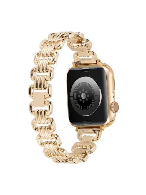 For Apple Watch Series 10 46mm / Ultra 2 Ultra 49mm /  Series 9 8 7 45mm / 6 5 4 SE (2023) SE (2022) SE 44mm / 3 2 1 42mm Stylish Ring Links Metal Chain Strap Replacement Smartwatch Wrist Band - Gold