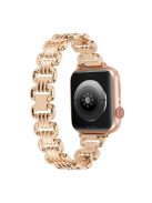 For Apple Watch Series 10 46mm / Ultra 2 Ultra 49mm /  Series 9 8 7 45mm / 6 5 4 SE (2023) SE (2022) SE 44mm / 3 2 1 42mm Stylish Ring Links Metal Chain Strap Smartwatch Wrist Band - Rose Gold