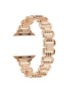 For Apple Watch Series 10 46mm / Ultra 2 Ultra 49mm /  Series 9 8 7 45mm / 6 5 4 SE (2023) SE (2022) SE 44mm / 3 2 1 42mm Stylish Ring Links Metal Chain Strap Smartwatch Wrist Band - Rose Gold