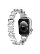 For Apple Watch Series 10 46mm / Ultra 2 Ultra 49mm /  Series 9 8 7 45mm / 6 5 4 SE (2023) SE (2022) SE 44mm / 3 2 1 42mm Stylish Ring Links Metal Chain Strap Smartwatch Wrist Band - Silver