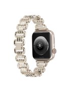 For Apple Watch Series 10 46mm / Ultra 2 Ultra 49mm /  Series 9 8 7 45mm / 6 5 4 SE (2023) SE (2022) SE 44mm / 3 2 1 42mm Stylish Ring Links Metal Chain Strap Smartwatch Wrist Band - Starlight Color