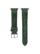 For Apple Watch Series 10 46mm / Ultra 2 Ultra 49mm /  Series 9 8 7 45mm / 6 5 4 SE (2023) SE (2022) SE 44mm / 3 2 1 42mm Textured Leather Watch Bands - Green