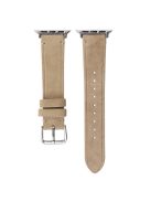 For Apple Watch Series 10 46mm / Ultra 2 Ultra 49mm /  Series 9 8 7 45mm / 6 5 4 SE (2023) SE (2022) SE 44mm / 3 2 1 42mm Textured Leather Watch Bands - Milk Tea