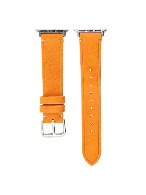 For Apple Watch Series 10 46mm / Ultra 2 Ultra 49mm /  Series 9 8 7 45mm / 6 5 4 SE (2023) SE (2022) SE 44mm / 3 2 1 42mm Textured Leather Watch Bands - Orange