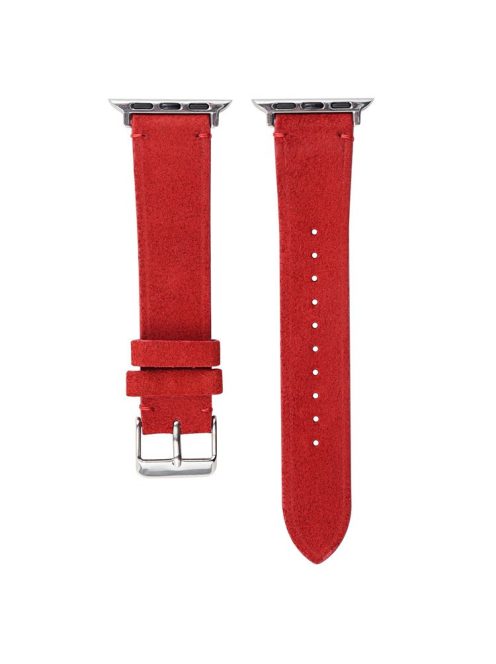 For Apple Watch Series 10 46mm / Ultra 2 Ultra 49mm /  Series 9 8 7 45mm / 6 5 4 SE (2023) SE (2022) SE 44mm / 3 2 1 42mm Textured Leather Watch Bands - Red