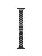 For Apple Watch Series 10 46mm / Ultra 2 Ultra 49mm /  Series 9 8 7 45mm / 6 5 4 SE (2023) SE (2022) SE 44mm / 3 2 1 42mm Three Beads Metal Watch Band  Slim Bracelet Strap - Black