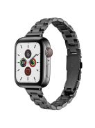 For Apple Watch Series 10 46mm / Ultra 2 Ultra 49mm /  Series 9 8 7 45mm / 6 5 4 SE (2023) SE (2022) SE 44mm / 3 2 1 42mm Three Beads Metal Watch Band  Slim Bracelet Strap - Black