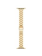 For Apple Watch Series 10 46mm / Ultra 2 Ultra 49mm /  Series 9 8 7 45mm / 6 5 4 SE (2023) SE (2022) SE 44mm / 3 2 1 42mm Three Beads Metal Watch Band  Slim Bracelet Strap - Gold