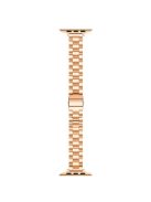 For Apple Watch Series 10 46mm / Ultra 2 Ultra 49mm /  Series 9 8 7 45mm / 6 5 4 SE (2023) SE (2022) SE 44mm / 3 2 1 42mm Three Beads Metal Watch Band  Slim Bracelet Strap - Rose Gold