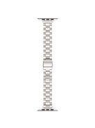 For Apple Watch Series 10 46mm / Ultra 2 Ultra 49mm /  Series 9 8 7 45mm / 6 5 4 SE (2023) SE (2022) SE 44mm / 3 2 1 42mm Three Beads Metal Watch Band  Slim Bracelet Strap - Silver