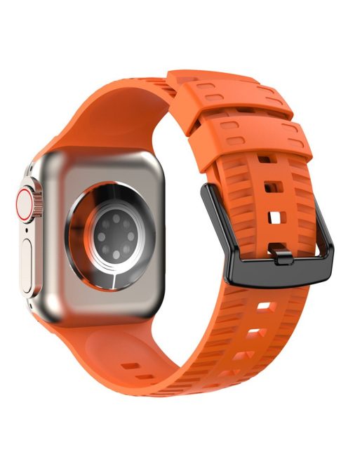 For Apple Watch Series 10 46mm / Ultra 2 Ultra 49mm /  Series 9 8 7 45mm / 6 5 4 SE (2023) SE (2022) SE 44mm / 3 2 1 42mm Tire Textured Watchband Silicone Watch Strap - Orange