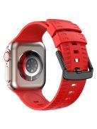 For Apple Watch Series 10 46mm / Ultra 2 Ultra 49mm /  Series 9 8 7 45mm / 6 5 4 SE (2023) SE (2022) SE 44mm / 3 2 1 42mm Tire Textured Watchband Silicone Watch Strap - Red