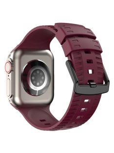   For Apple Watch Series 10 46mm / Ultra 2 Ultra 49mm /  Series 9 8 7 45mm / 6 5 4 SE (2023) SE (2022) SE 44mm / 3 2 1 42mm Tire Textured Watchband Silicone Watch Strap - Wine Red