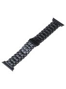 For Apple Watch Series 10 46mm / Ultra 2 Ultra 49mm /  Series 9 8 7 45mm / 6 5 4 SE (2023) SE (2022) SE 44mm / 3 2 1 42mm Titanium Steel Watch Band 5 Beads Replace Strap - Black