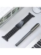 For Apple Watch Series 10 46mm / Ultra 2 Ultra 49mm /  Series 9 8 7 45mm / 6 5 4 SE (2023) SE (2022) SE 44mm / 3 2 1 42mm Titanium Steel Watch Band 5 Beads Replace Strap - Black