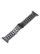 For Apple Watch Series 10 46mm / Ultra 2 Ultra 49mm /  Series 9 8 7 45mm / 6 5 4 SE (2023) SE (2022) SE 44mm / 3 2 1 42mm Titanium Steel Watch Band 5 Beads Replace Strap - Grey