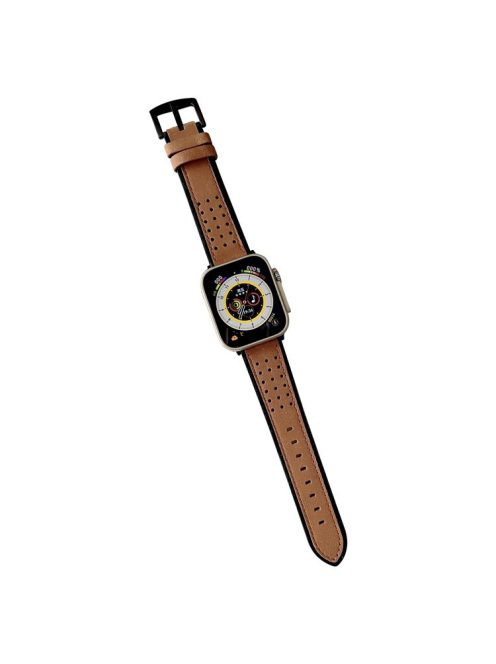 For Apple Watch Series 10 46mm / Ultra 2 Ultra 49mm /  Series 9 8 7 45mm / 6 5 4 SE (2023) SE (2022) SE 44mm / 3 2 1 42mm Top Layer Cowhide Watch Strap - Brown