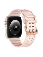 For Apple Watch Series 10 46mm / Ultra 2 Ultra 49mm /  Series 9 8 7 45mm / 6 5 4 SE (2023) SE (2022) SE 44mm / 3 2 1 42mm Two Row Holes Silicone Wrist Band Replacement Watch Strap - Pink