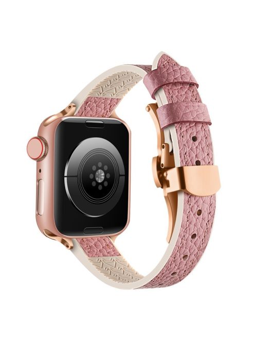 For Apple Watch Series 10 46mm / Ultra 2 Ultra 49mm /  Series 9 8 7 45mm / 6 5 4 SE (2023) SE (2022) SE 44mm / 3 2 1 42mm Watch Band - Pink / Rose Gold Buckle