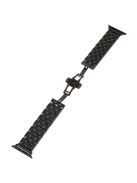 For Apple Watch Series 10 46mm / Ultra 2 Ultra 49mm /  Series 9 8 7 45mm / 6 5 4 SE (2023) SE (2022) SE 44mm / 3 2 1 42mm Watch Band 5-Beads Stainless Steel Replacement Strap - Black