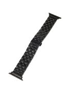 For Apple Watch Series 10 46mm / Ultra 2 Ultra 49mm /  Series 9 8 7 45mm / 6 5 4 SE (2023) SE (2022) SE 44mm / 3 2 1 42mm Watch Band 5-Beads Stainless Steel Replacement Strap - Black