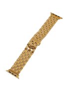 For Apple Watch Series 10 46mm / Ultra 2 Ultra 49mm /  Series 9 8 7 45mm / 6 5 4 SE (2023) SE (2022) SE 44mm / 3 2 1 42mm Watch Band 5-Beads Stainless Steel Replacement Strap - Gold