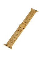 For Apple Watch Series 10 46mm / Ultra 2 Ultra 49mm /  Series 9 8 7 45mm / 6 5 4 SE (2023) SE (2022) SE 44mm / 3 2 1 42mm Watch Band 5-Beads Stainless Steel Replacement Strap - Gold