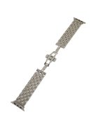 For Apple Watch Series 10 46mm / Ultra 2 Ultra 49mm /  Series 9 8 7 45mm / 6 5 4 SE (2023) SE (2022) SE 44mm / 3 2 1 42mm Watch Band 5-Beads Stainless Steel Replacement Strap - Silver