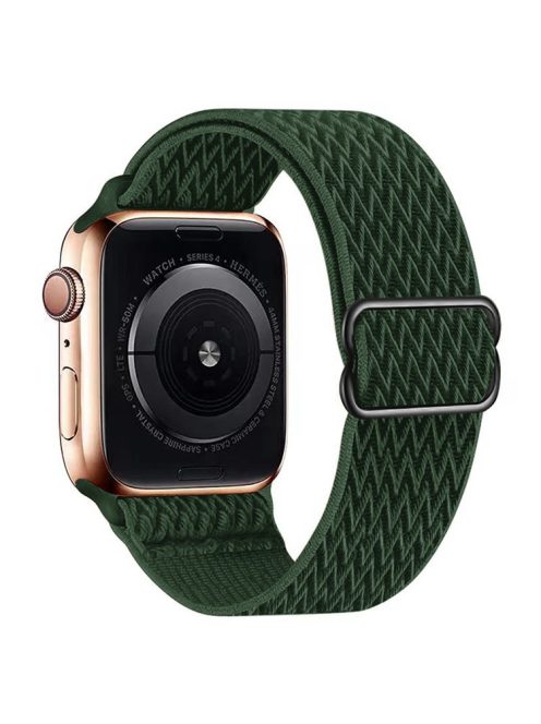 For Apple Watch Series 10 46mm / Ultra 2 Ultra 49mm /  Series 9 8 7 45mm / 6 5 4 SE (2023) SE (2022) SE 44mm / 3 2 1 42mm Watch Band Elastic Nylon Strap - Dark Green